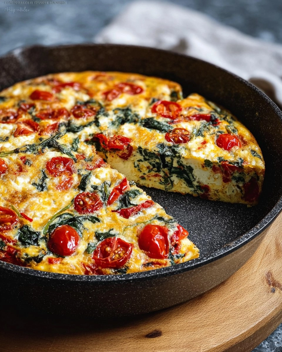 Frittata mit Tomaten, Paprika und Spinat