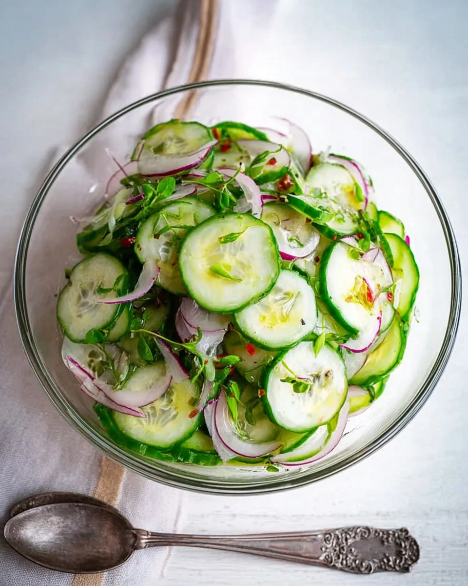 Gurkensalat mit Essig und Öl