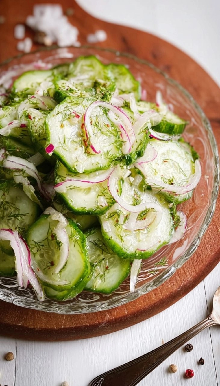 Gurkensalat mit Essig und Öl