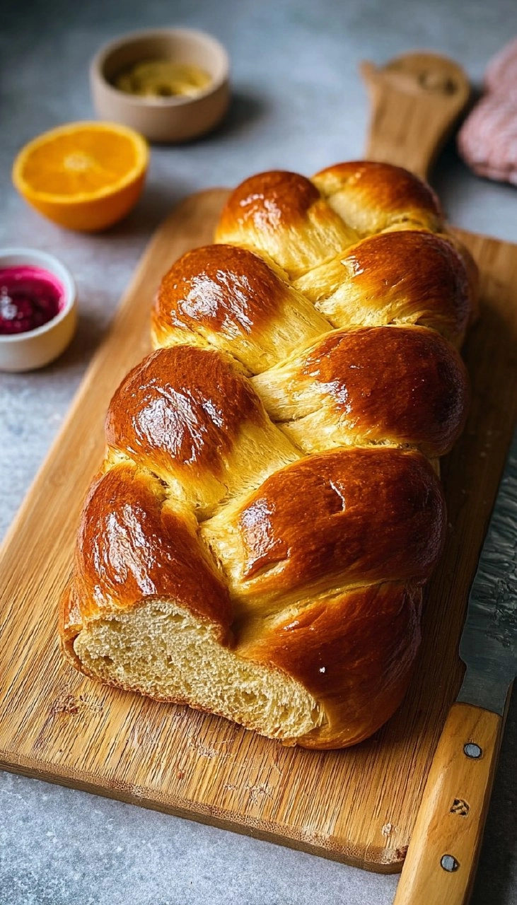 Veganer Hefezopf mit Orange