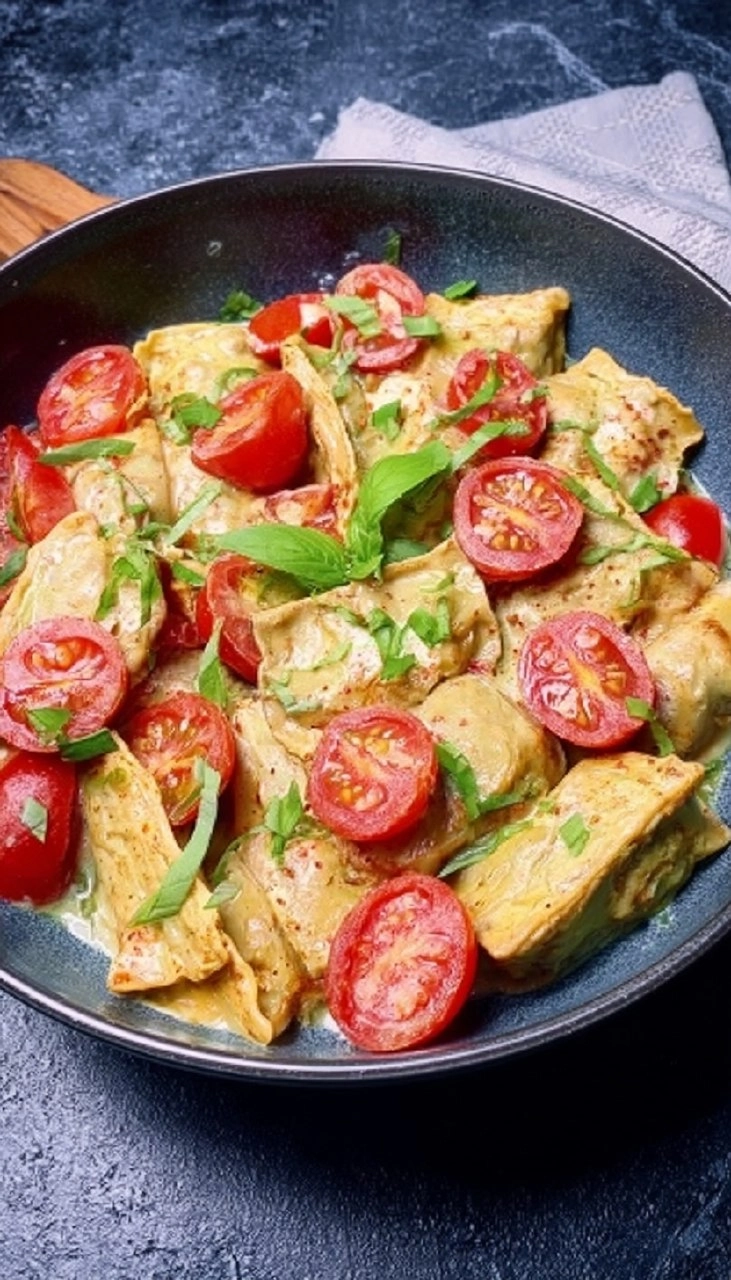 Maultaschen-Pfanne Mit Tomaten Und Käse