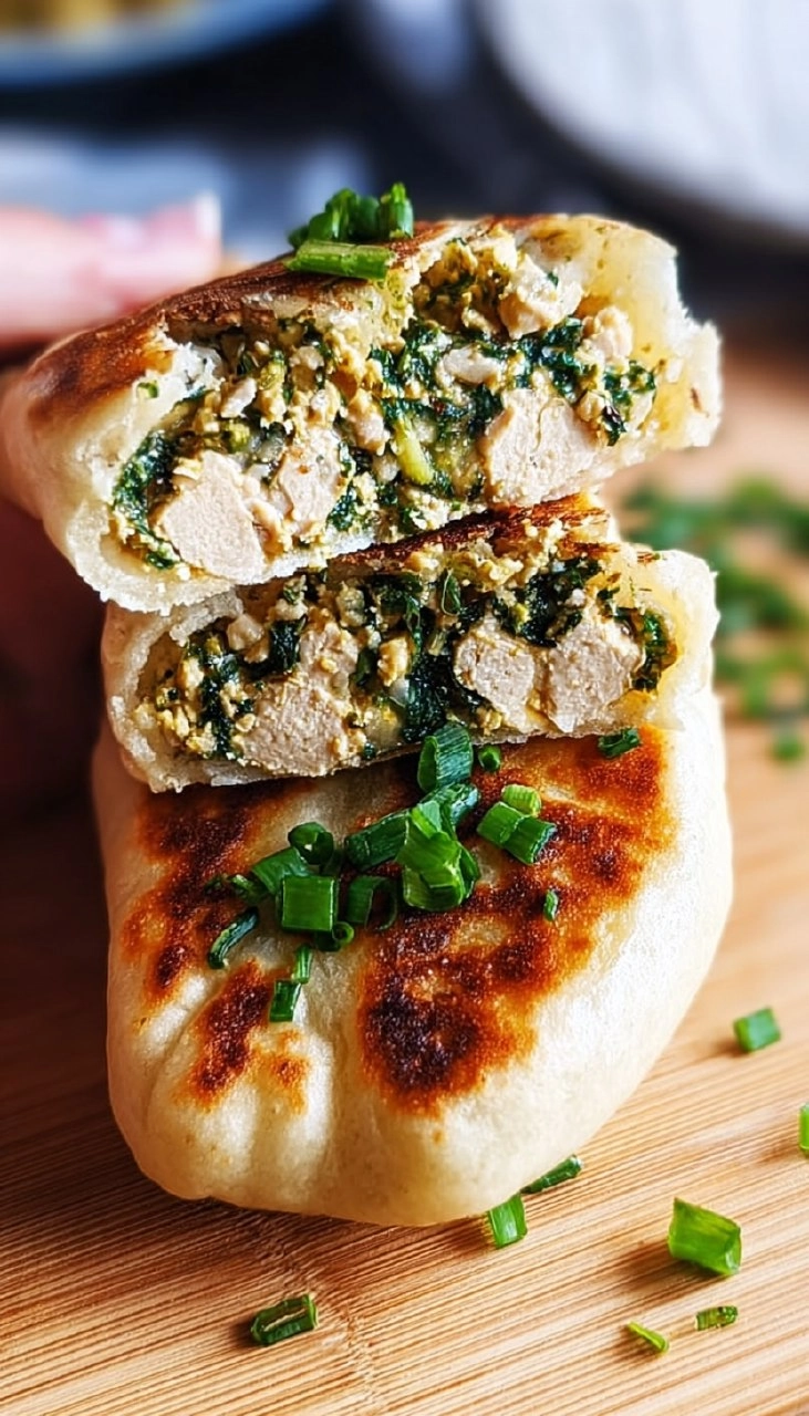 Pfannenbrote mit Bärlauch-Tofu-Füllung 5 Pfannenbrote mit Bärlauch-Tofu-Füllung